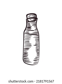 flat milk bottle over white