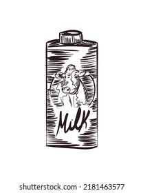 flat milk carton over white