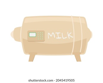 Flat milk factory cistern with display on white background vector illustration