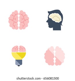 Flat Mind Set Of Brainstorming, Idea, Mind And Other Vector Objects. Also Includes Inspiration, Brainstorming, Mentality Elements.