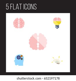 Flat Mind Set Of Intellect, Imagination, Idea And Other Vector Objects. Also Includes Inspiration, Brainstorming, Thinking Elements.
