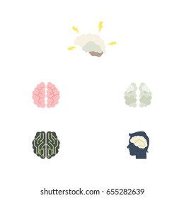 Flat Mind Set Of Mind, Mentality, Brainstorming And Other Vector Objects. Also Includes Mentality, Brainstorming, Brain Elements.