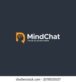 Flat MindChat Gehirn Menschen Silhouette Logo Design