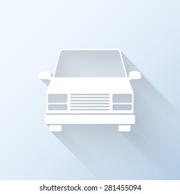 Flat minibus icon with long shadow. Vector illustration