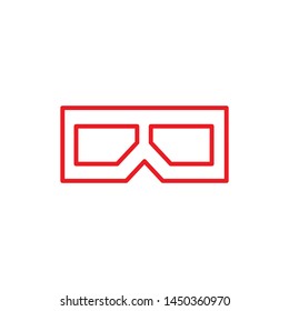 Flat minimal 3D glasses icon. Simple vector 3D glasses icon. Isolated 3D glasses icon for various projects.