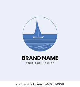 flat minimal boat ship logo design