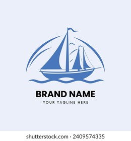 flat minimal boat ship logo design