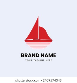 flat minimal boat ship logo design