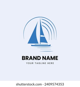 flat minimal boat ship logo design