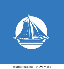 flat minimal boat ship logo design