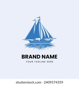 flat minimal boat ship logo design