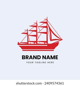 flat minimal boat ship logo design