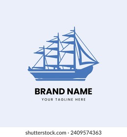 flat minimal boat ship logo design