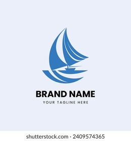 flat minimal boat ship logo design