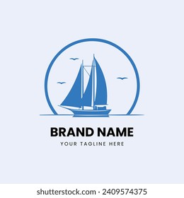flat minimal boat ship logo design