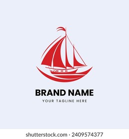 flat minimal boat ship logo design