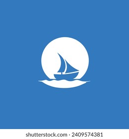 flat minimal boat ship logo design