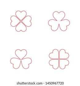 Flat minimal clover leaf icon set. Simple vector clover leaf icon set. Isolated clover leaf icon set for various projects.