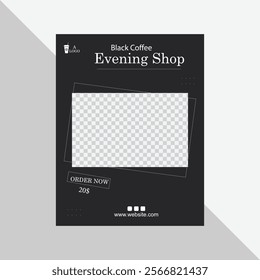 Flat minimal coffee shop vertical poster template