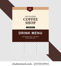 Flat minimal coffee shop vertical poster template