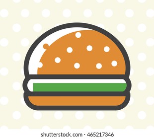 Flat Minimal Colored Burger Icon. Isolated Vector Elements.