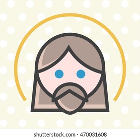 Flat Minimal Colored Christ Icon. Isolated Vector Elements.