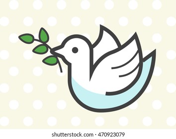 Flat Minimal Colored Dove Moon Icon. Isolated Vector Elements.