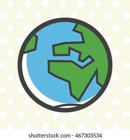 Flat Minimal Colored Earth Icon. Isolated Vector Elements.