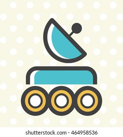 Flat Minimal Colored Moon Rover Icon. Isolated Vector Elements.