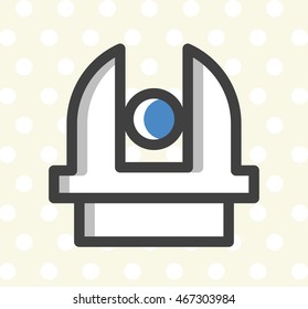 Flat Minimal Colored Observatory Icon. Isolated Vector Elements.