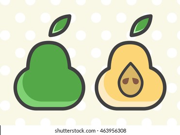 Flat Minimal Colored Pear Icon. Isolated Vector Elements.