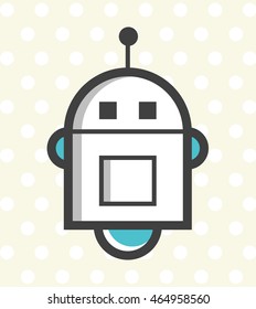 Flat Minimal Colored Robot Icon. Isolated Vector Elements.
