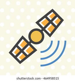Flat Minimal Colored Satellite Icon. Isolated Vector Elements.