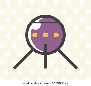 Flat Minimal Colored UFO Icon. Isolated Vector Elements.