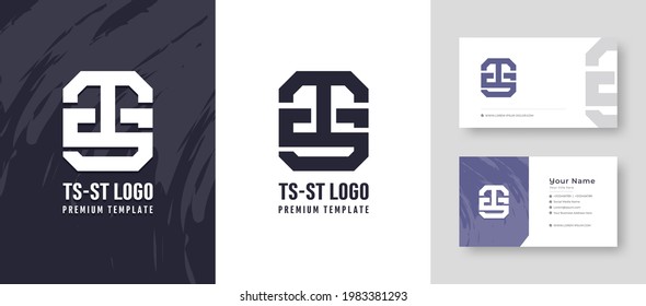 Flat minimal Colorful Initial TS ST Logo With Premium Corporate Stylish Business Card Design Vector Template for Your Company Business