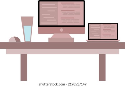 Flat Minimal Computer and Laptop table to use in your designs and your projects