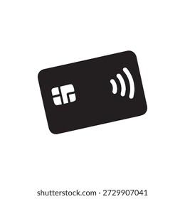 Flat Minimal Contactless Card Payment Icon – NFC Credit Card, Digital Transaction, Monochrome Vector