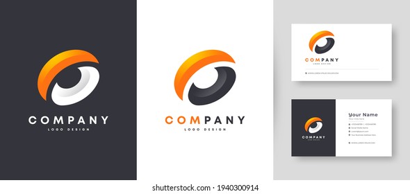 Flat minimal Crown Initial O Logo With Premium Business Card Design Vector Template for Your Company Business