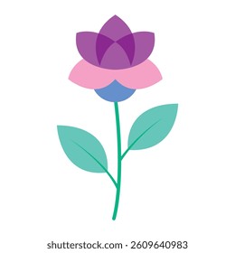Flat Minimal Flower Illustration – Simple Colorful Botanical Vector Art