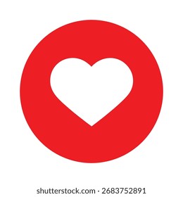 Flat Minimal Heart Inside Circle Icon – Modern App Style Vector, White Heart Symbol in Colored Round Shape, Love and Like UI Button, Clean Flat Design for Mobile, Web, and Social Media