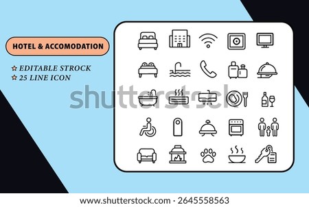 Flat Minimal Hotel and Accommodation Icons
