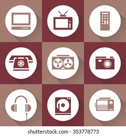 Flat minimal icons in circles