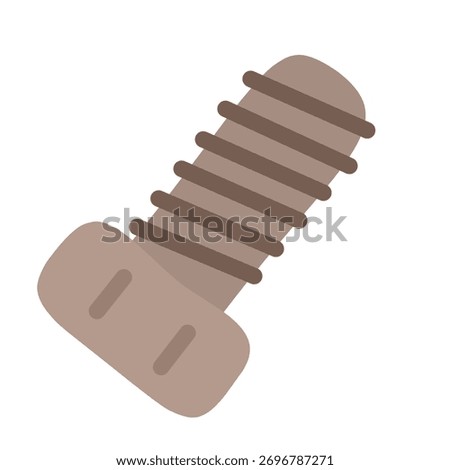 Flat minimal illustration of industrial bolt or screw in metal tones, perfect for factory, construction, mechanic, and manufacturing design templates.
