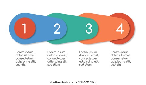 Flat minimal infographics design template with numbers. Business concept with 4 options, processes or steps. Can be used for annual report, web design, info graph, process diagram, banner.