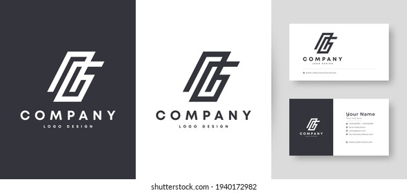 Flat Minimal Initial AG, GA Letter Logo With Premium Business Card Design Vector Template for Your Company Business