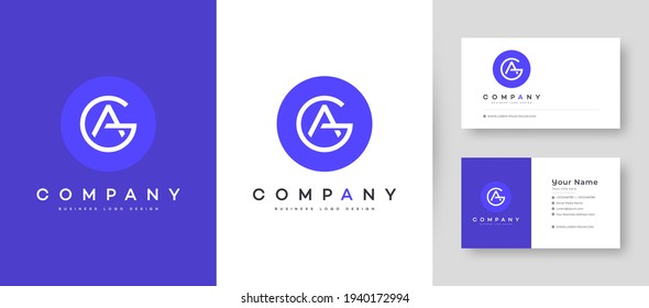 Flat Minimal Initial AG, GA Letter Logo With Premium Business Card Design Vector Template for Your Company Business