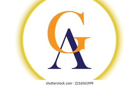 Flat Minimal Initial AG, GA Letter Logo With Premium Business Card Design Vector Template for Your Company Business