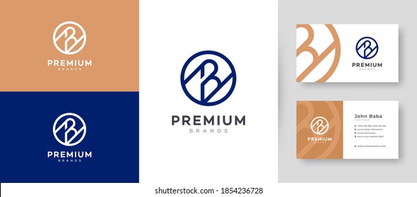 Logotipo de carta B inicial plana y mínima con plantilla de vectores de diseño de tarjetas de visita premium para empresas