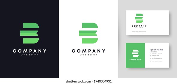 Flat minimal Initial B Logo With Premium Business Card Design Vector Template for Your Company Business