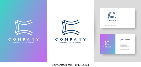 Flat Minimal Initial C, CC Letter Logo With Premium Business Card Design Vector Template for Your Company Business